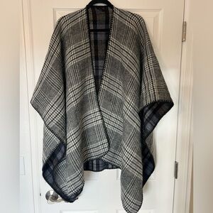 Steve Madden Plaid Open Front Poncho